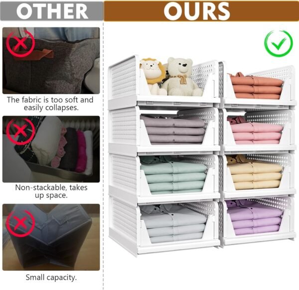 5 Pack Stackable Closet Storage Baske - Image 2