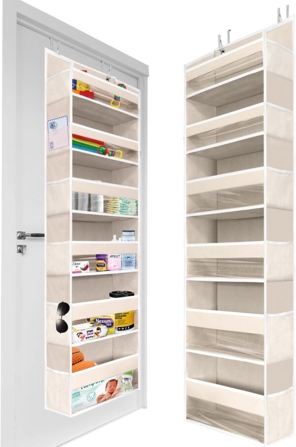 THEORY 1 PC Heavy Duty Over the Door Organizer 55x14x6.7, 6 Large Front & 12 Side Pockets - Image 3