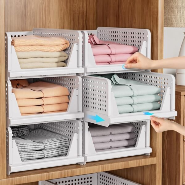 5 Pack Stackable Closet Storage Baske - Image 3