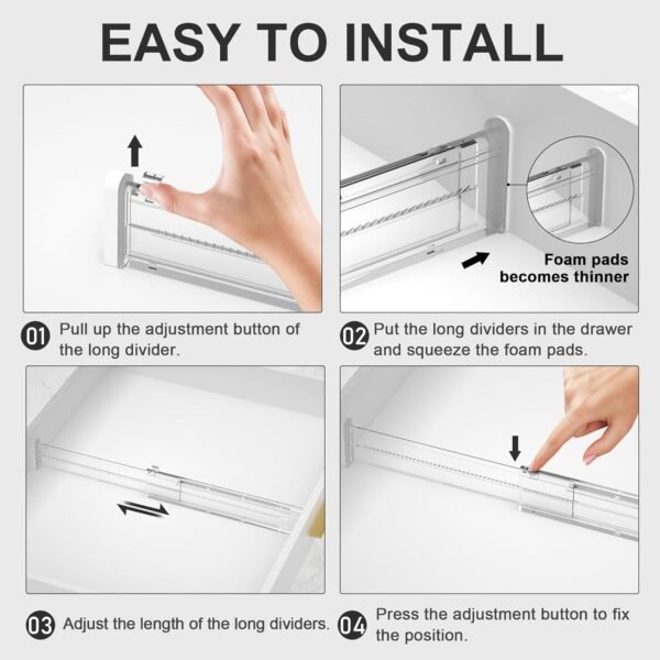 Expandable Drawer Dividers – 12.6” to 22.8” Adjustable Kitchen Drawer Organizers for Utensils, Cutlery, Spoons & Cooking Tools - Image 2