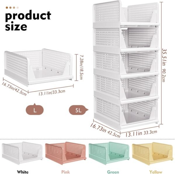 5 Pack Stackable Closet Storage Baske - Image 4