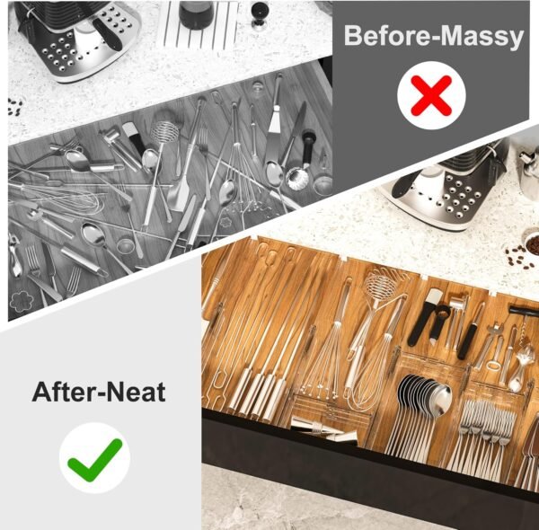 Expandable Drawer Dividers – 12.6” to 22.8” Adjustable Kitchen Drawer Organizers for Utensils, Cutlery, Spoons & Cooking Tools - Image 5